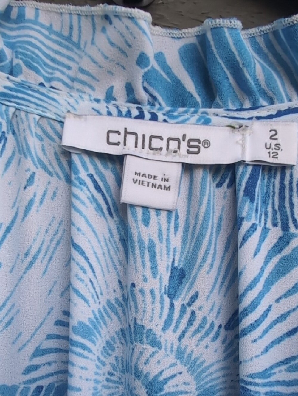Chico's Light Blue Floral Ruffle Midi Dress Size 12 Large - Picture 5 of 16